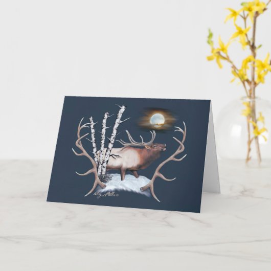 Bull Elk Bugling Karte (Gelbe Blume)