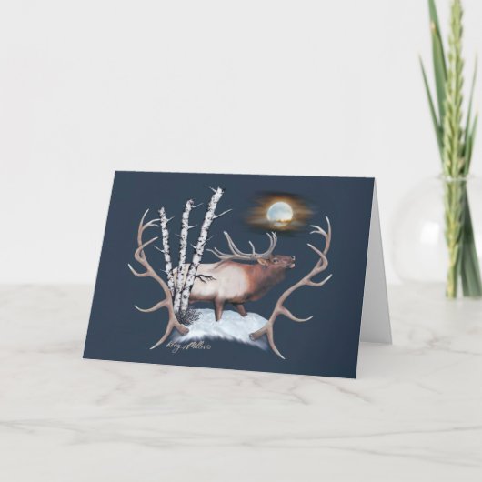 Bull Elk Bugling Karte (Vorderseite)
