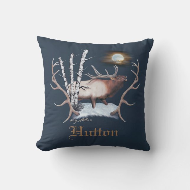 Bull Elk Bugling Kissen (Vorderseite)