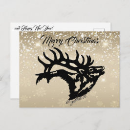 Bull Elk Christmas Postcard Postkarte
