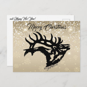 Bull Elk Christmas Postcard Postkarte