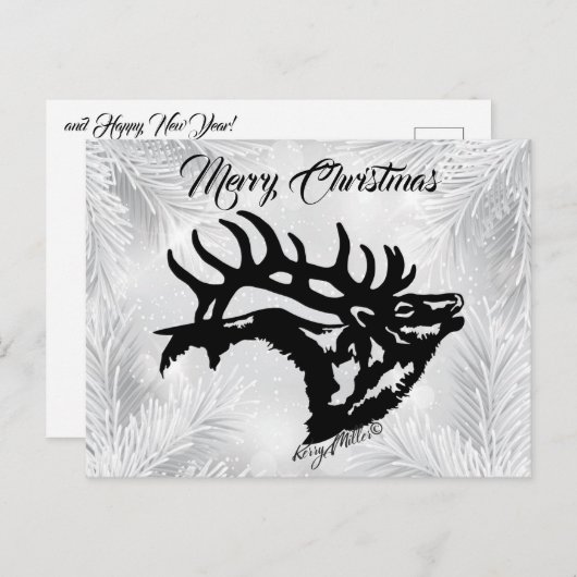 Bull Elk Christmas Postcard Postkarte (Vorne/Hinten)
