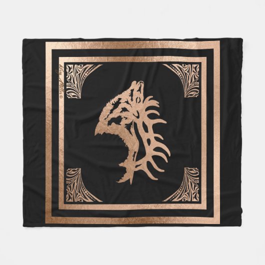 Bull Elk Fleece Blanket (Vorderseite (Horizontal))