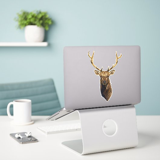 Bull Elk Head Tierart Wildtiere Aufkleber (Laptop auf Schreibtisch)