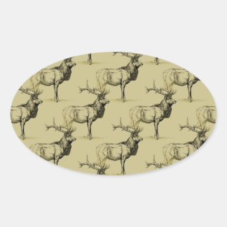 Bull Elk Hunters Wildlife Big Game Hunting Antlers Ovaler Aufkleber
