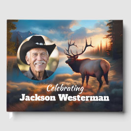 Bull Elk in Mountain Sunset Memorial Gästebuch
