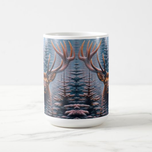 Bull Elk in Pine Trees Kaffeetasse (Mittel)