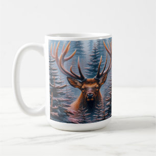 Bull Elk in Pine Trees Kaffeetasse