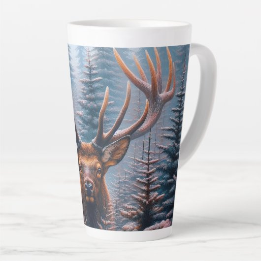 Bull Elk in Pine Trees Milchtasse (Rechte Ecke)