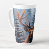 Bull Elk in Pine Trees Milchtasse (Linke Ecke)