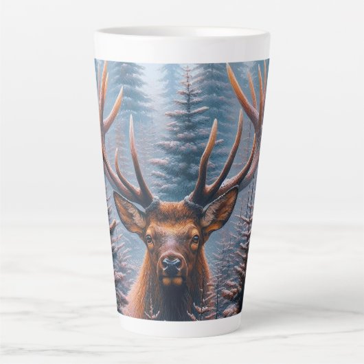 Bull Elk in Pine Trees Milchtasse (Vorderseite)