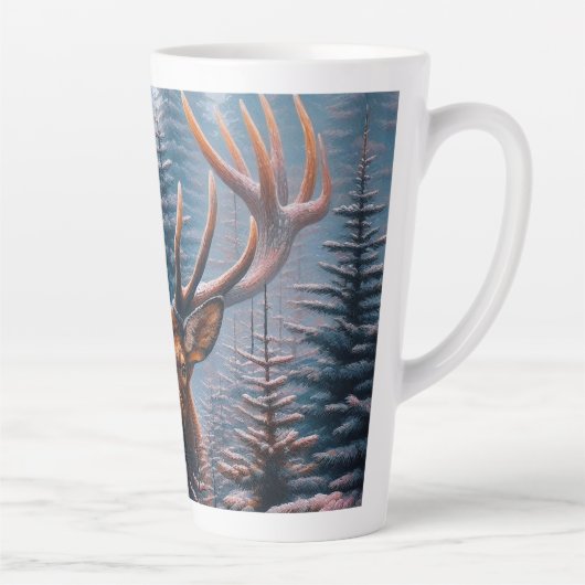 Bull Elk in Pine Trees Milchtasse (Rechts)