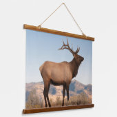 Bull Elk Near Mammoth | Wyoming Wandteppich Mit Holzrahmen (Gewinkelt)