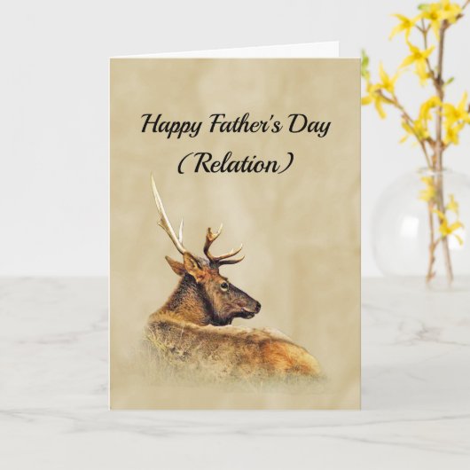 Bull Elk photo Reclining in Grassy Field Karte (Gelbe Blume)