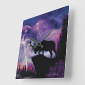 Bull Elk Quadratische Wanduhr (Winkel)