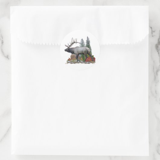 Bull Elk Runder Aufkleber (Tasche)