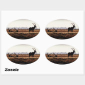 Bull Elk Silhouette Ovaler Aufkleber (Blatt)