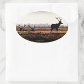 Bull Elk Silhouette Ovaler Aufkleber (Tasche)