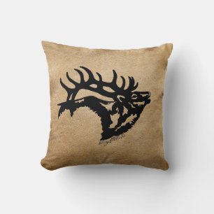 Bull Elk Silhouette Throw Kissen