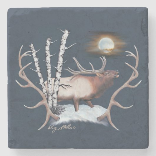 Bull Elk Stone Untersetzer (Vorderseite)