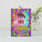 Bull Farm Birthday Western Land eingeladen Einladung (Stehend Vorderseite)