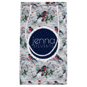 Bull finch & Christmas Berries Muster Kleine Geschenktüte (Vorderseite)