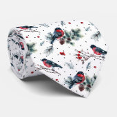 Bull finch & Christmas Foliage Muster Krawatte (Gerollt)