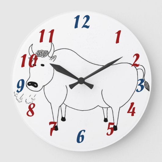 Bull Folk Art Clock Große Wanduhr (Vorderseite)