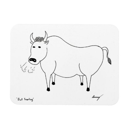 Bull Folk Art Flexible Magnet (Horizontal)