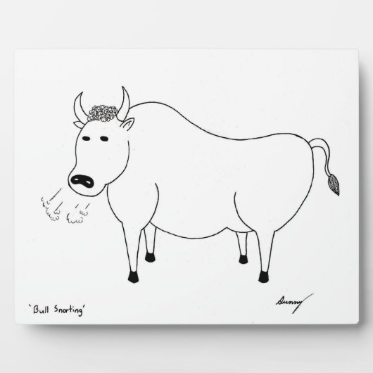 Bull Folk Art Plaque Fotoplatte (Vorderseite)