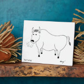 Bull Folk Art Plaque Fotoplatte (Seite)