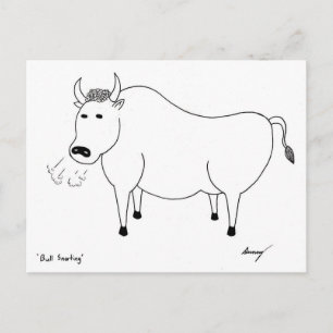 Bull Folk Art Postcard Postkarte