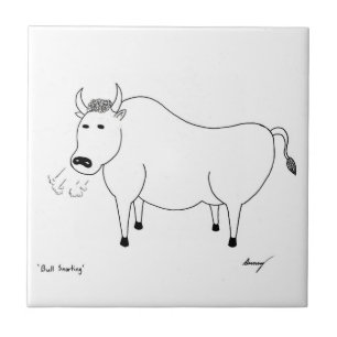 Bull Folk Art Tile Fliese