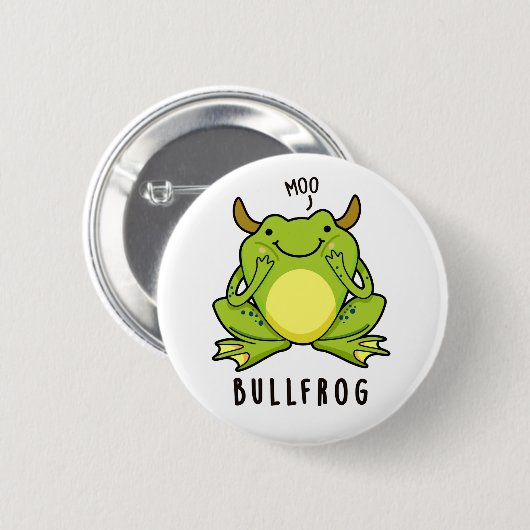 Bull Frog Funny Animal Frog Puff Button (Vorne & Hinten)