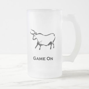 Bull Game On Mattglas Bierglas