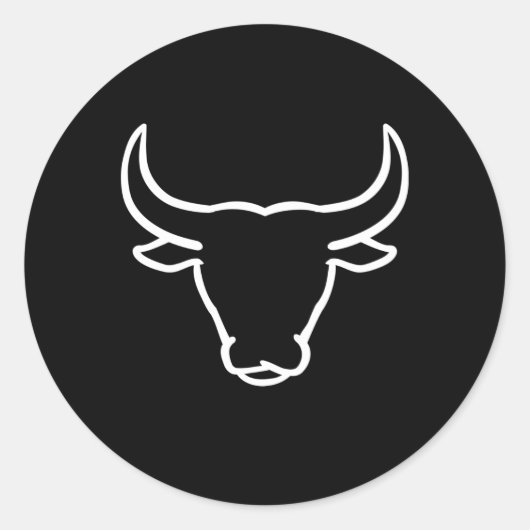 Bull Head Horns Runder Aufkleber (Vorderseite)