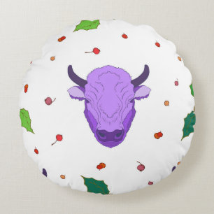 Bull, heilig, Misteloe und Beeren. Das Symbol Rundes Kissen
