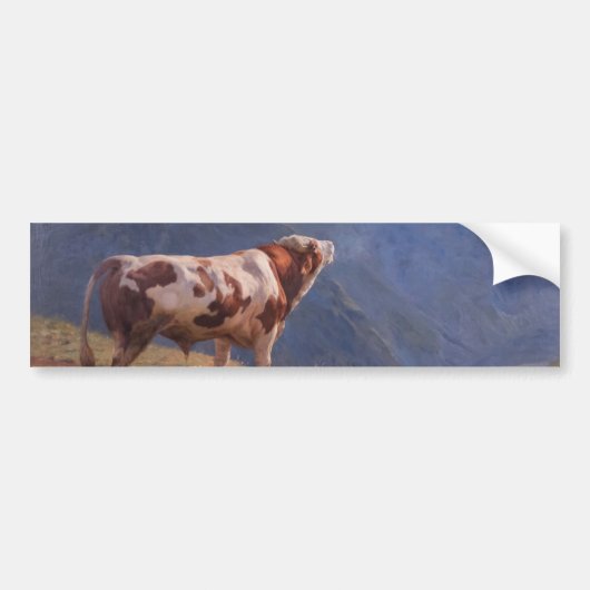 Bull in den Alpen (von Eugène Burnand) Autoaufkleber (Vorne)