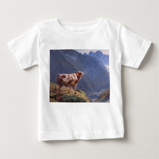 Bull in den Alpen (von Eugène Burnand) Baby T-shirt (Vorderseite)