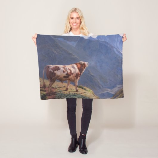 Bull in den Alpen (von Eugène Burnand) Fleecedecke (Beispiel)