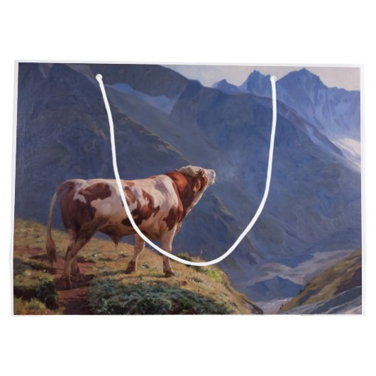 Bull in den Alpen (von Eugène Burnand) Große Geschenktüte (Rückseite)