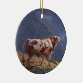 Bull in den Alpen (von Eugène Burnand) Keramik Ornament (Rechts)