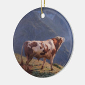 Bull in den Alpen (von Eugène Burnand) Keramik Ornament (Links)