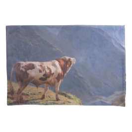 Bull in den Alpen (von Eugène Burnand) Kissenbezug