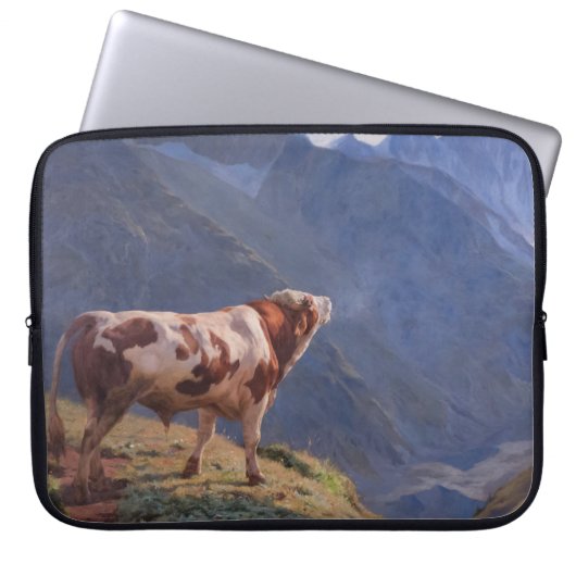Bull in den Alpen (von Eugène Burnand) Laptopschutzhülle (Vorderseite)