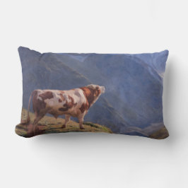 Bull in den Alpen (von Eugène Burnand) Lendenkissen
