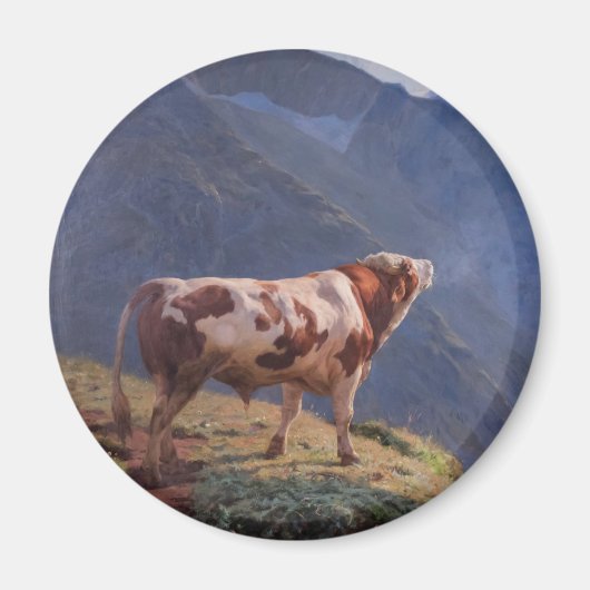 Bull in den Alpen (von Eugène Burnand) Magnet (Vorne)