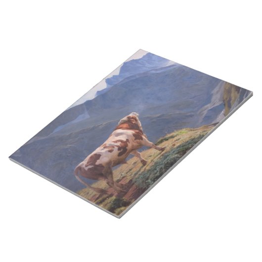 Bull in den Alpen (von Eugène Burnand) Notizblock (angewinkelt)