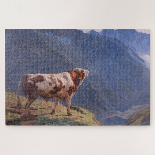 Bull in den Alpen (von Eugène Burnand) Puzzle (Horizontal)