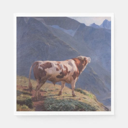 Bull in den Alpen (von Eugène Burnand) Serviette (Vorderseite)
